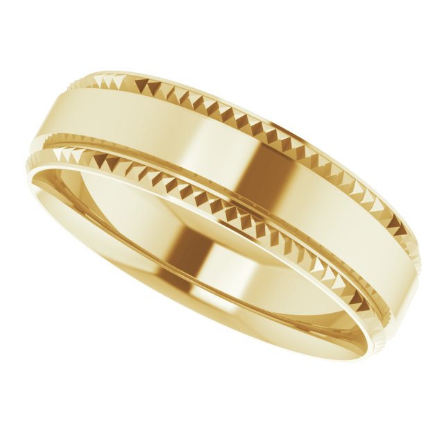 Geometric Faceted Comfort-Fit Flat Band, 6 mm