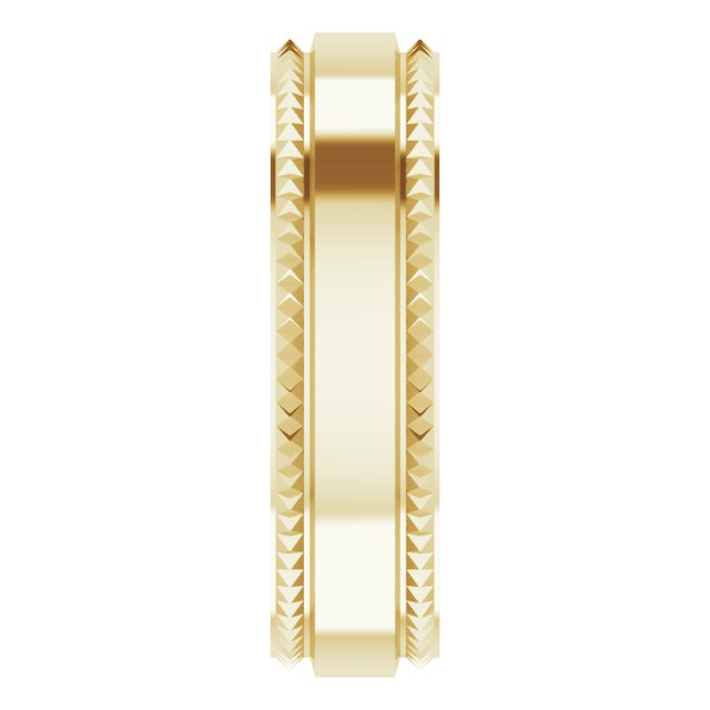 Geometric Faceted Comfort-Fit Flat Band, 6 mm