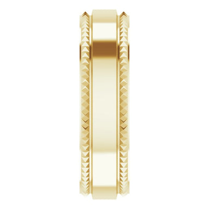 Geometric Faceted Comfort-Fit Flat Band, 6 mm