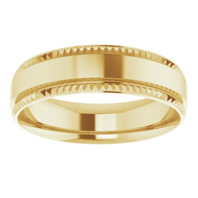 Geometric Faceted Comfort-Fit Flat Band, 6 mm