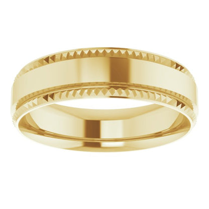 Geometric Faceted Comfort-Fit Flat Band, 6 mm