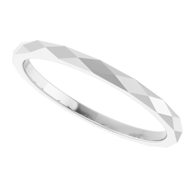 Continuum Sterling Silver Geometric Faceted Flat Band, 1.5 mm, Style 2