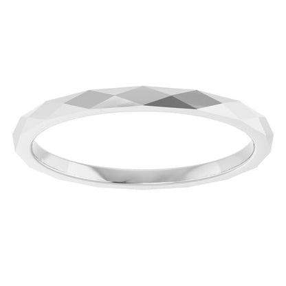 Continuum Sterling Silver Geometric Faceted Flat Band, 1.5 mm, Style 2