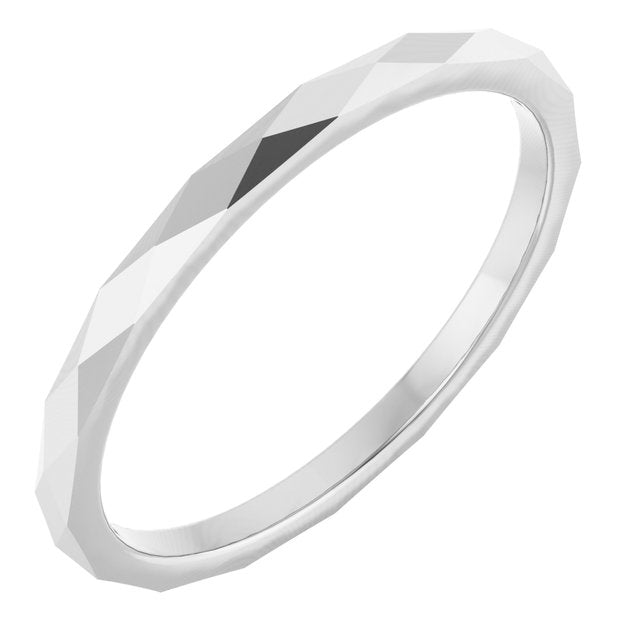 Continuum Sterling Silver Geometric Faceted Flat Band, 1.5 mm, Style 2