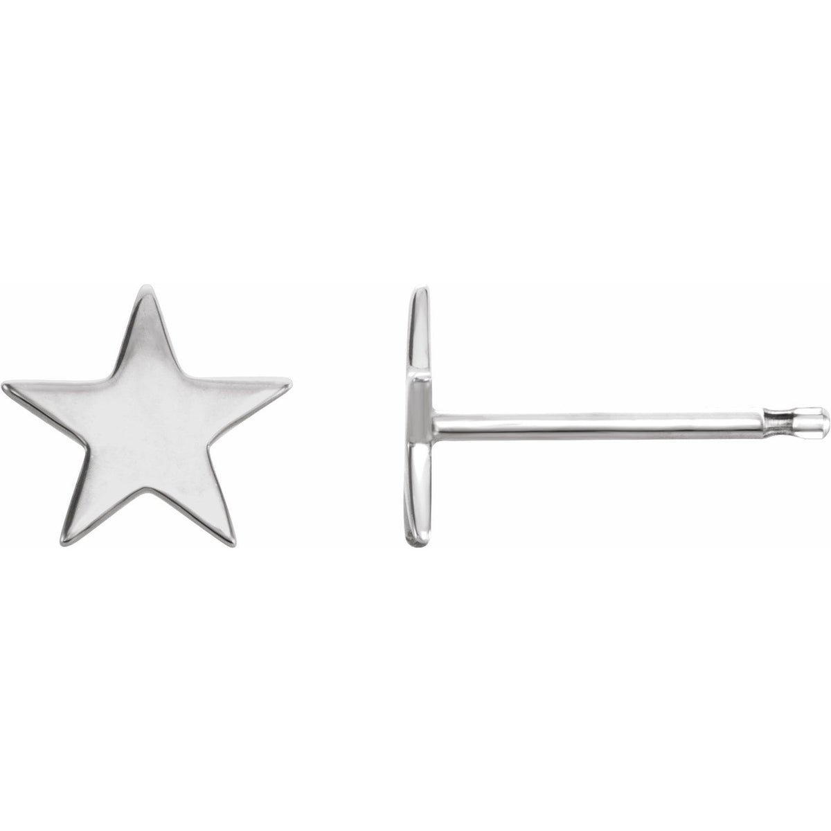 14K White Gold Star Friction Post Earring
