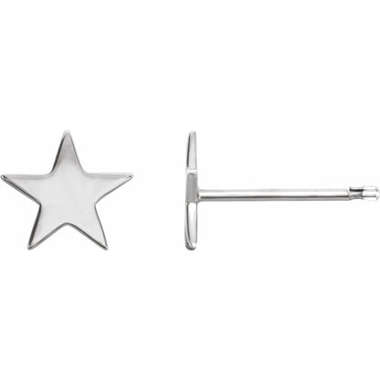 14K White Gold Star Friction Post Earring