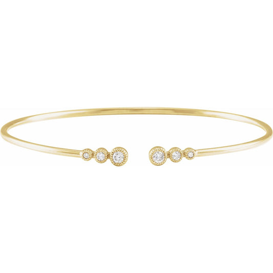 14K Yellow Gold 1/4 CTW Natural Diamond Cuff 7" Bracelet