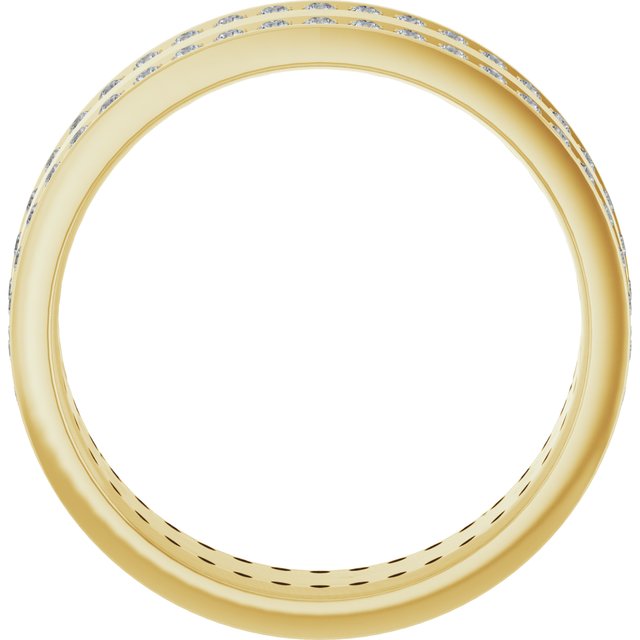 14K Yellow Gold 3/4 CTW Natural Diamond Double Row Accented Band