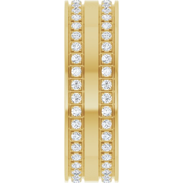 14K Yellow Gold 3/4 CTW Natural Diamond Double Row Accented Band