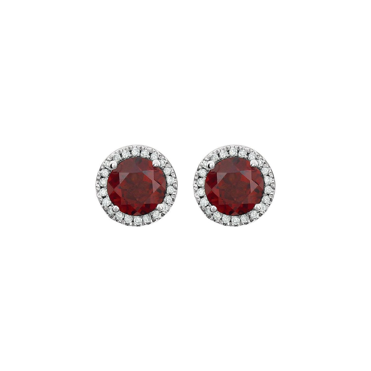 14K White Gold Natural Mozambique Garnet & 1/8 CTW Natural Diamond Earrings