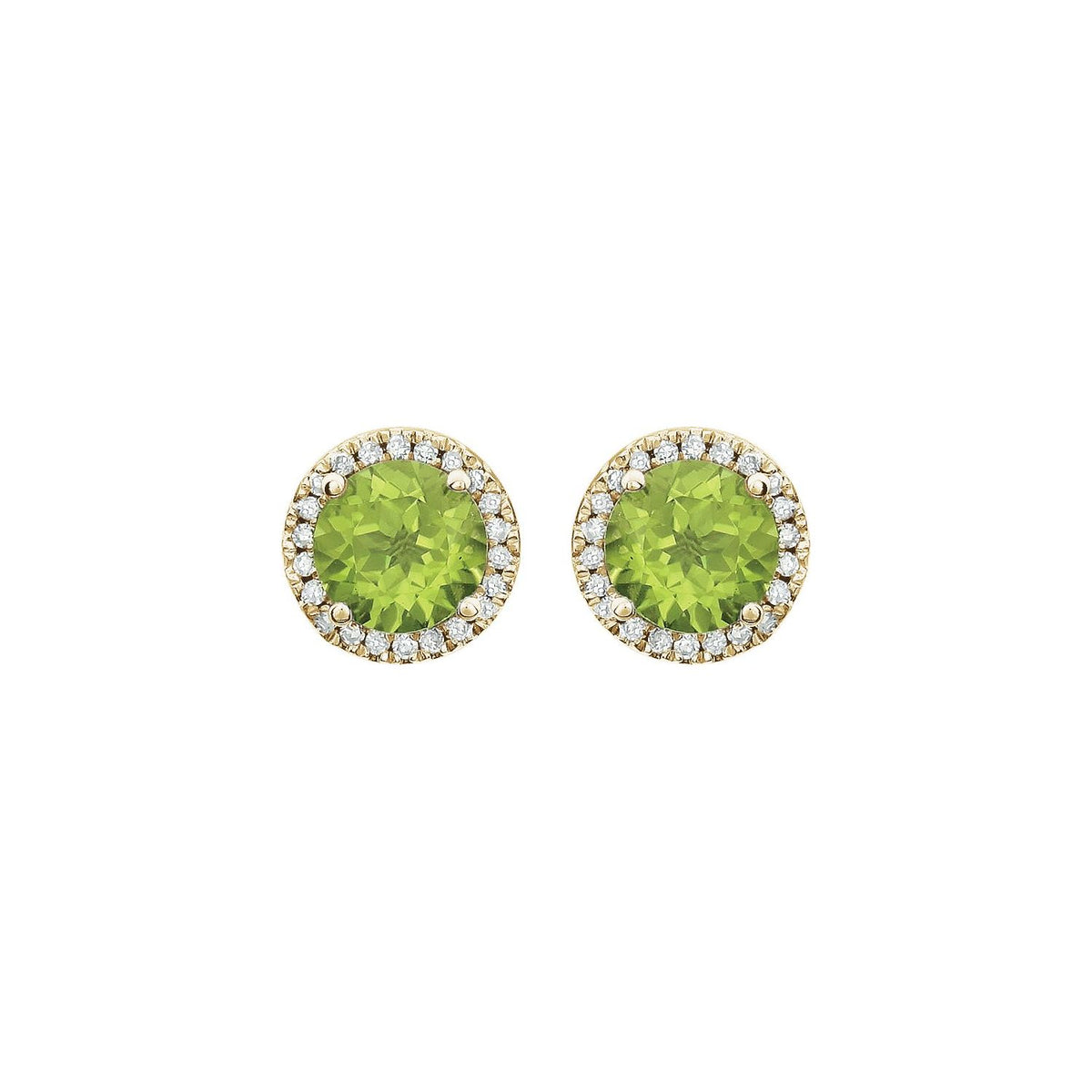 14K White Gold Natural Peridot & 1/8 CTW Natural Diamond Earrings, 8.1 mm x 8.1 mm