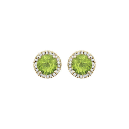 14K White Gold Natural Peridot & 1/8 CTW Natural Diamond Earrings, 8.1 mm x 8.1 mm