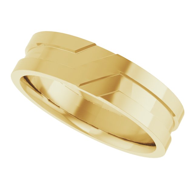 10K Yellow Gold Grooved Comfort-Fit Flat Band