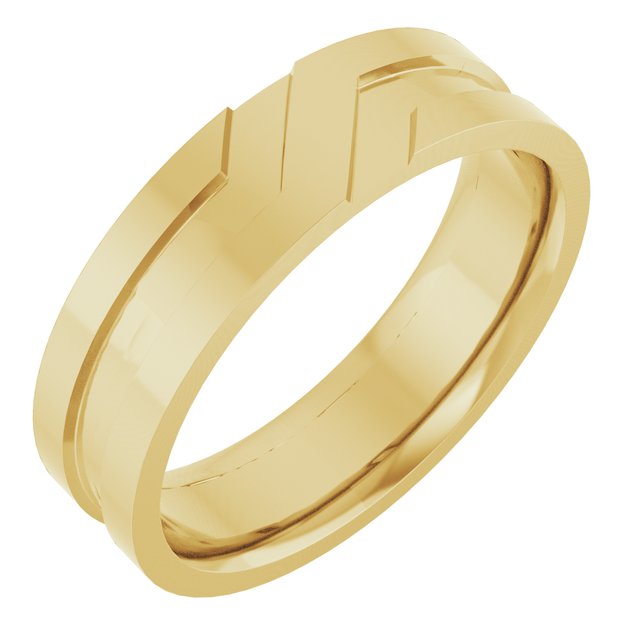10K Yellow Gold Grooved Comfort-Fit Flat Band