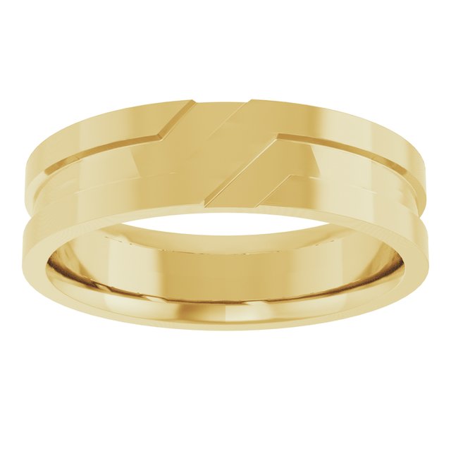 10K Yellow Gold Grooved Comfort-Fit Flat Band