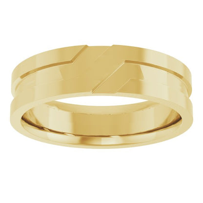 10K Yellow Gold Grooved Comfort-Fit Flat Band