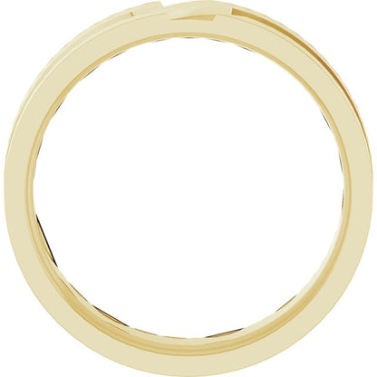 10K Yellow Gold Grooved Comfort-Fit Flat Band