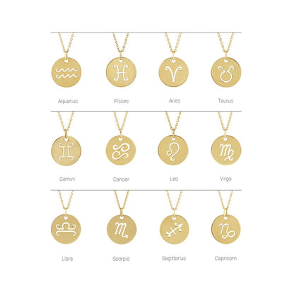 14K Yellow Gold Aries Zodiac Disc Charm/Pendant