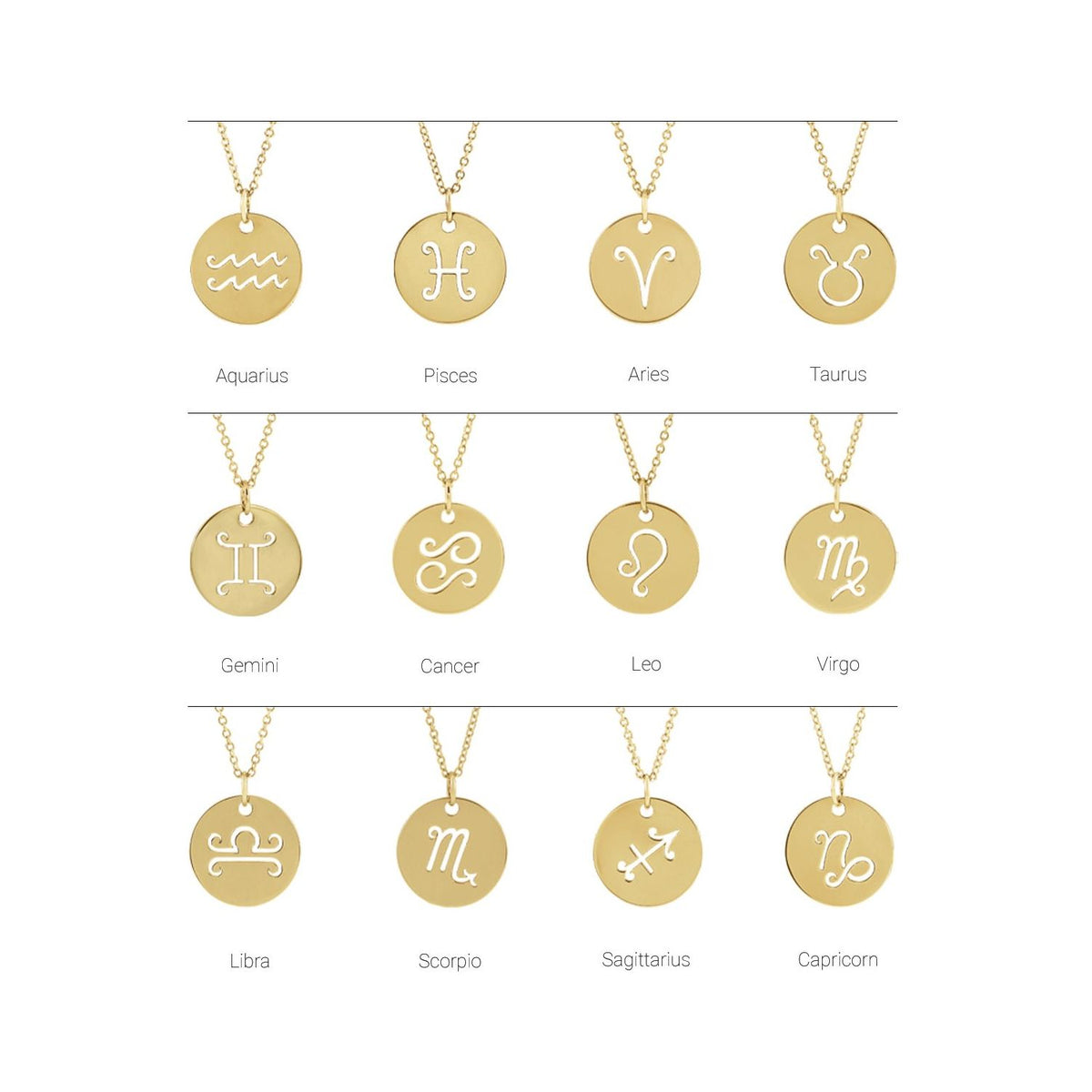 14K Yellow Gold Capricorn Zodiac Disc Charm/Pendant