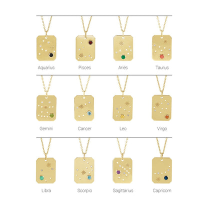 14K Yellow Gold Natural Citrine & .01 CTW Natural Diamond Leo Constellation 16-18" Necklace