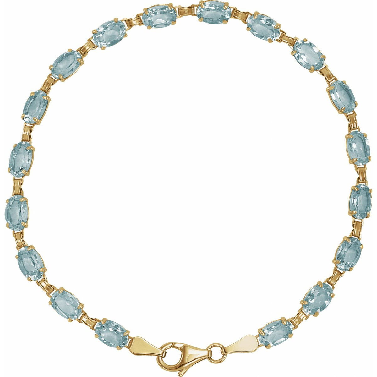 14K Yellow Gold Natural Sky Blue Topaz 7 1/4" Bracelet