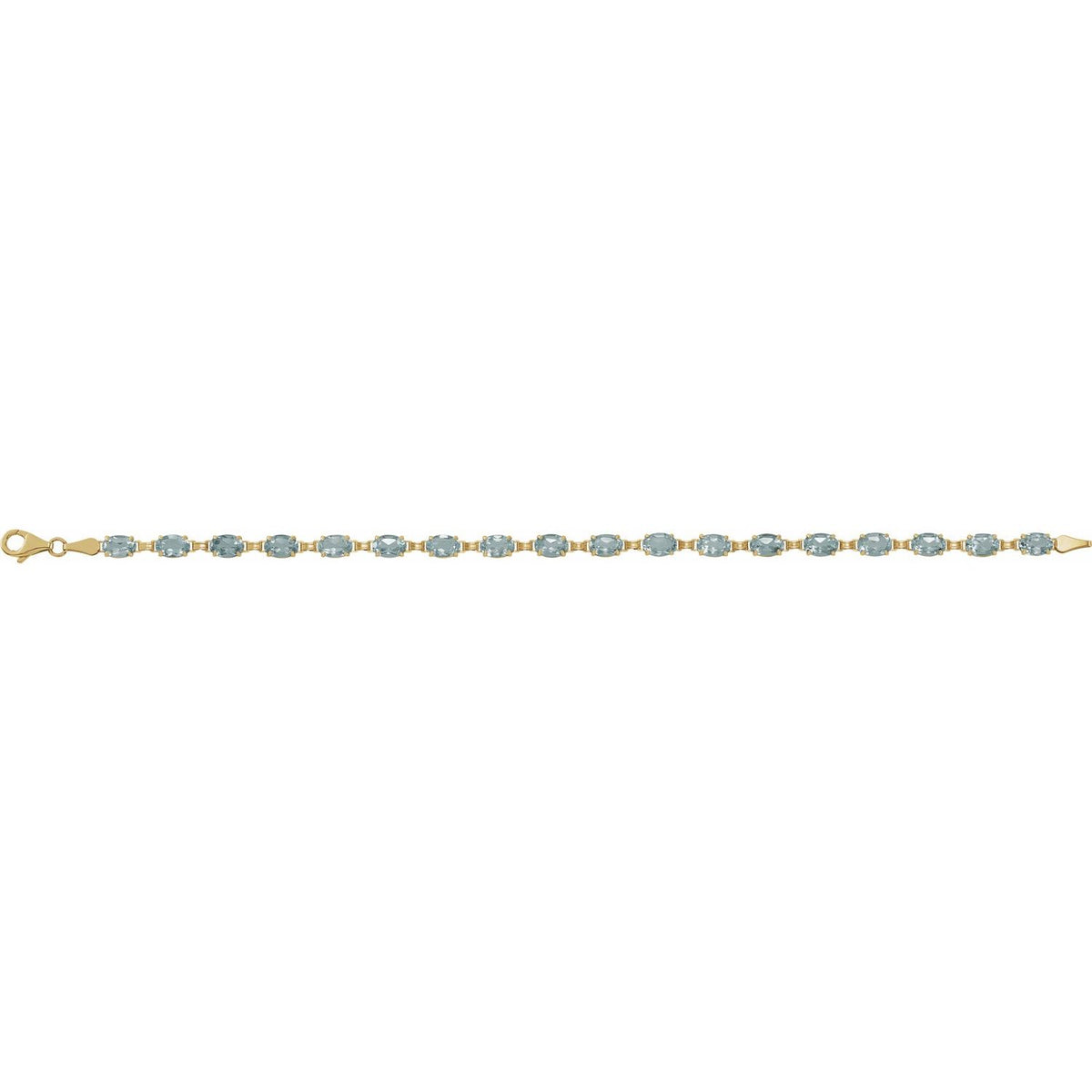 14K Yellow Gold Natural Sky Blue Topaz 7 1/4" Bracelet