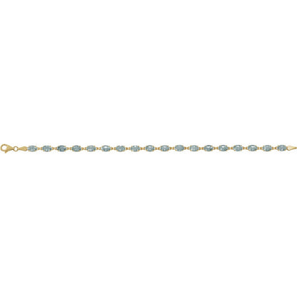14K Yellow Gold Natural Sky Blue Topaz 7 1/4" Bracelet