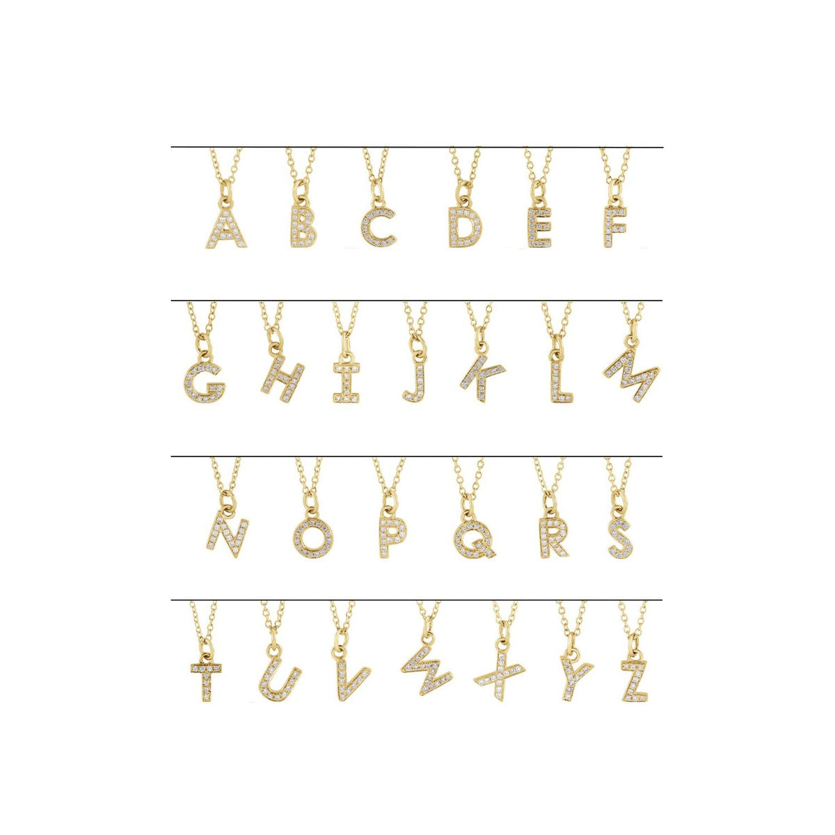 .045 CTW Natural Diamond Petite Initial 16-18" Necklace