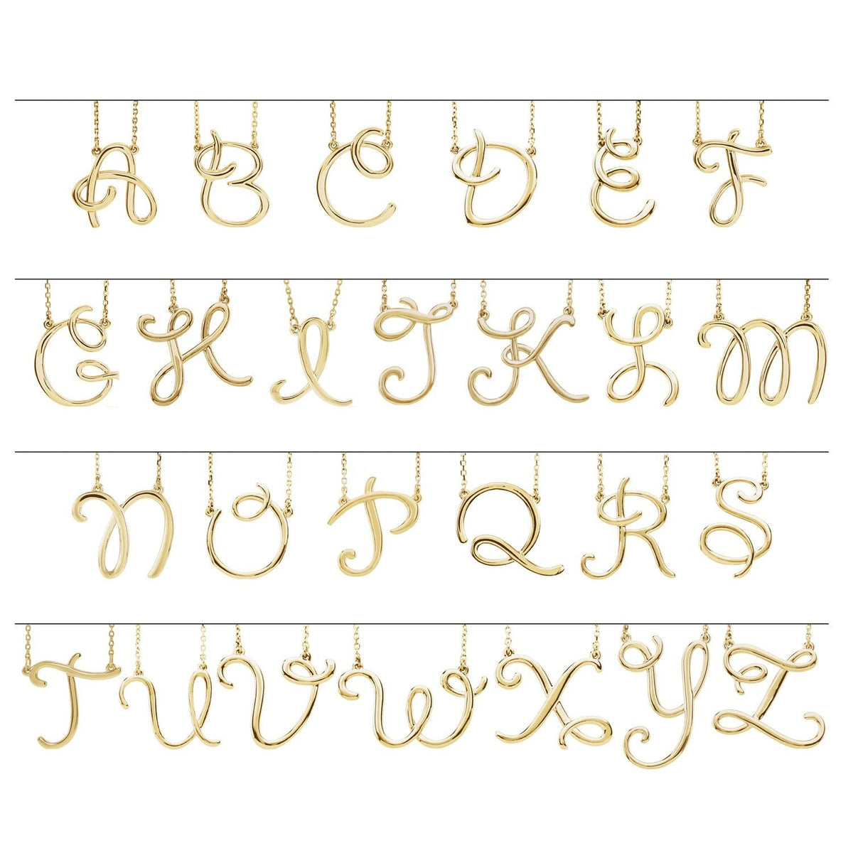 Script Initial Necklace Center