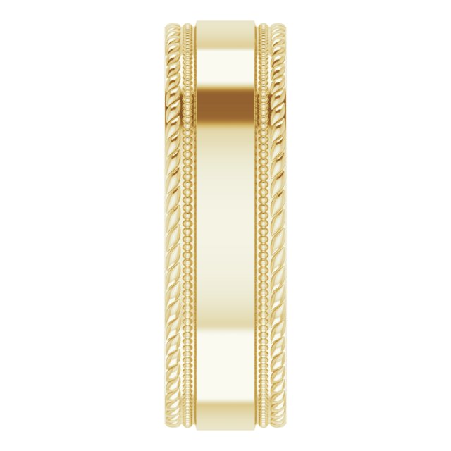 Milgrain & Rope Stepped-Edge Comfort-Fit Flat Band