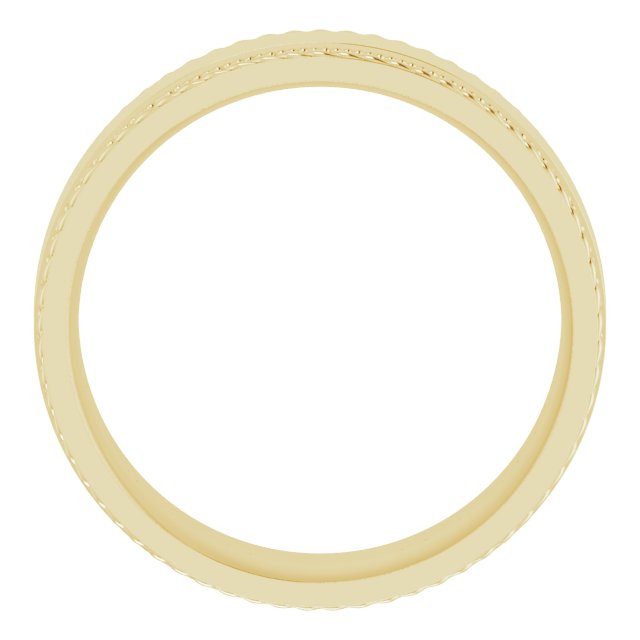 14K Yellow Gold Milgrain & Rope Stepped-Edge Comfort-Fit Flat Band