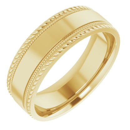 Milgrain & Rope Stepped-Edge Comfort-Fit Flat Band