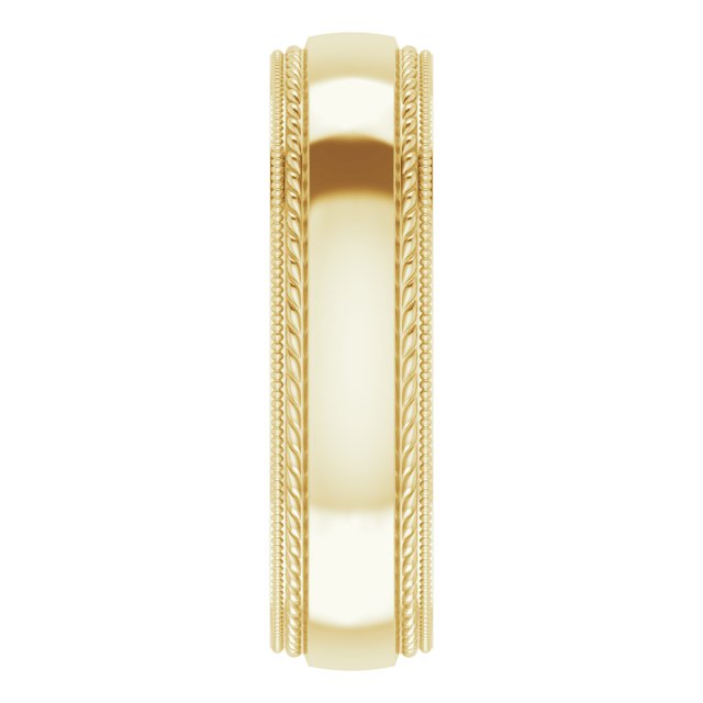 Rope & Milgrain Stepped-Edge Comfort-Fit Half Round Band