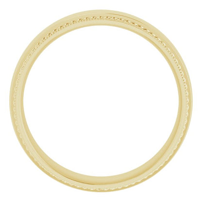 Rope & Milgrain Stepped-Edge Comfort-Fit Half Round Band