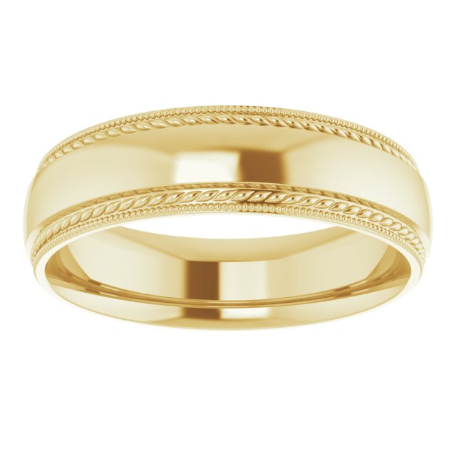 Rope & Milgrain Stepped-Edge Comfort-Fit Half Round Band