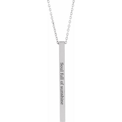 Engravable Four-Sided Bar 16-18" Necklace, 17 x 2.5 mm