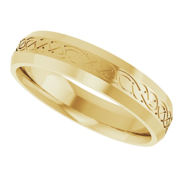 Beveled-Edge Celtic-Inspired Comfort-Fit Flat Band