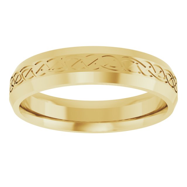 Beveled-Edge Celtic-Inspired Comfort-Fit Flat Band