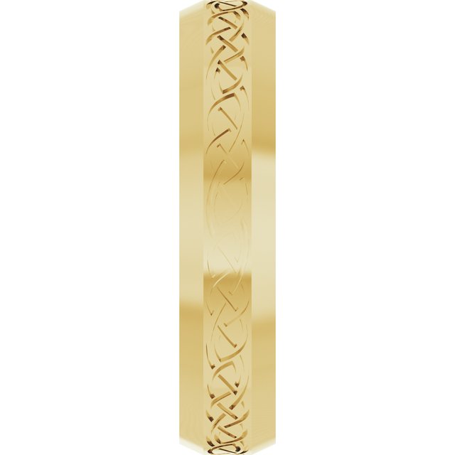 Beveled-Edge Celtic-Inspired Comfort-Fit Flat Band