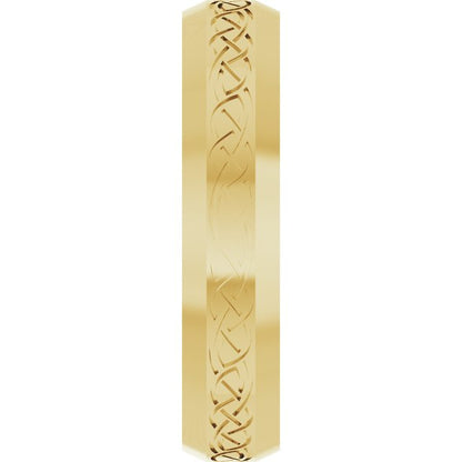 Beveled-Edge Celtic-Inspired Comfort-Fit Flat Band