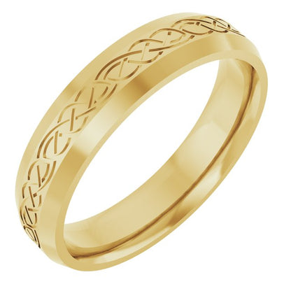 Beveled-Edge Celtic-Inspired Comfort-Fit Flat Band