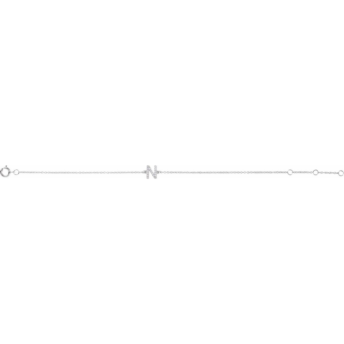 .06 CTW Natural Diamond Initial 6-7" Bracelet