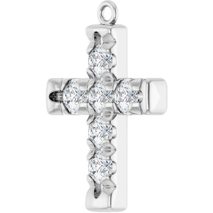 3/4 CTW Natural Diamond French-Set Cross Dangle, 14.08 mm x 20.49 mm