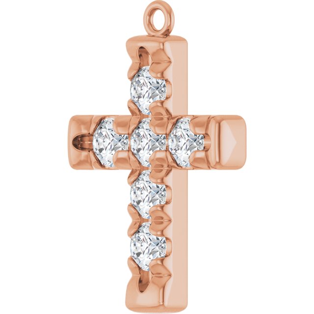 3/4 CTW Natural Diamond French-Set Cross Dangle, 14.08 mm x 20.49 mm