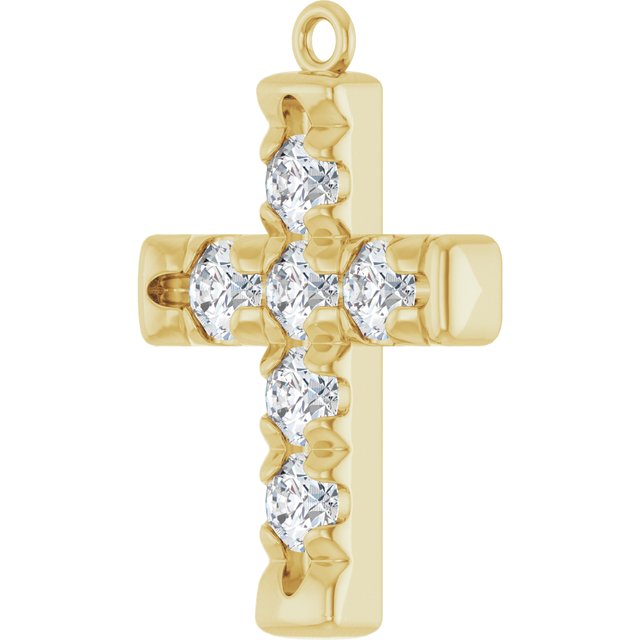 3/4 CTW Natural Diamond French-Set Cross Dangle, 14.08 mm x 20.49 mm