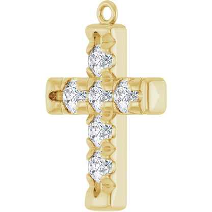 3/4 CTW Natural Diamond French-Set Cross Dangle, 14.08 mm x 20.49 mm