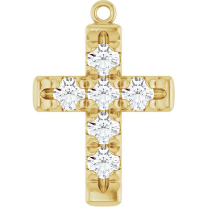 1/2 CTW Natural Diamond French-Set Cross Dangle