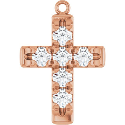 3/4 CTW Natural Diamond French-Set Cross Dangle, 14.08 mm x 20.49 mm