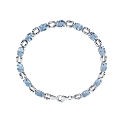 14K White Gold 7x5 mm Oval Natural Sky Blue Topaz 7 1/4" Bracelet