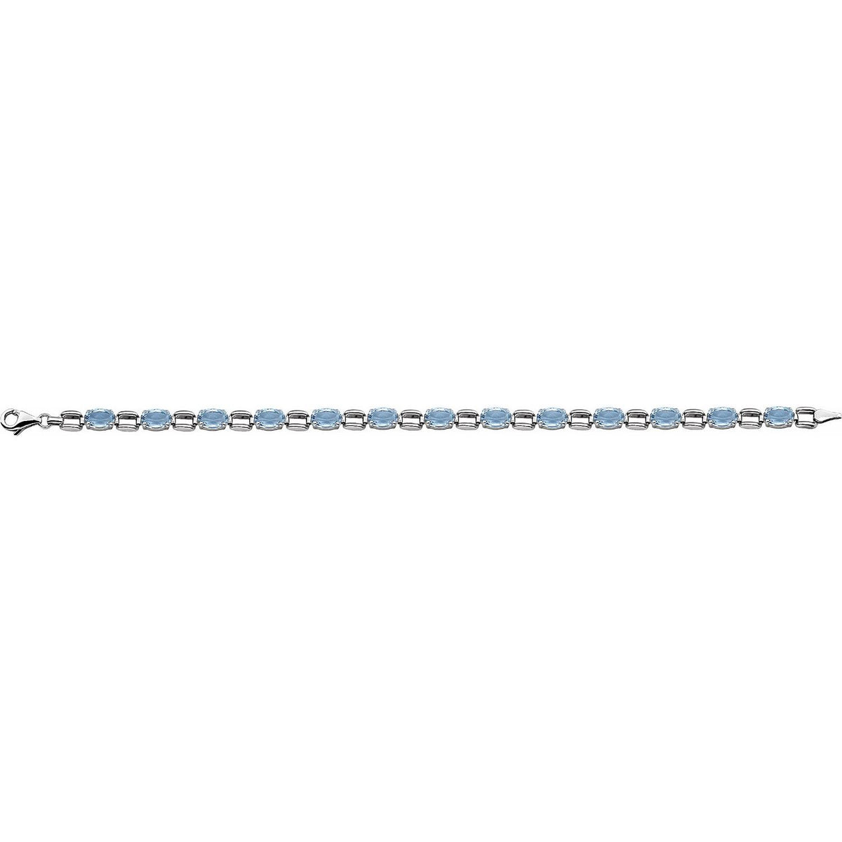 14K White Gold 7x5 mm Oval Natural Sky Blue Topaz 7 1/4" Bracelet
